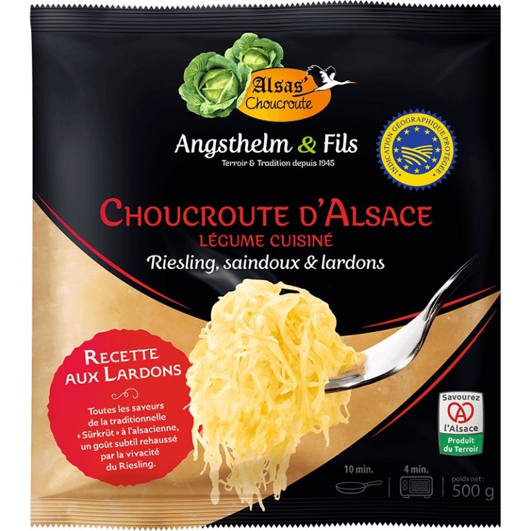zuurkool met Riesling, reuzel en spekblokjes